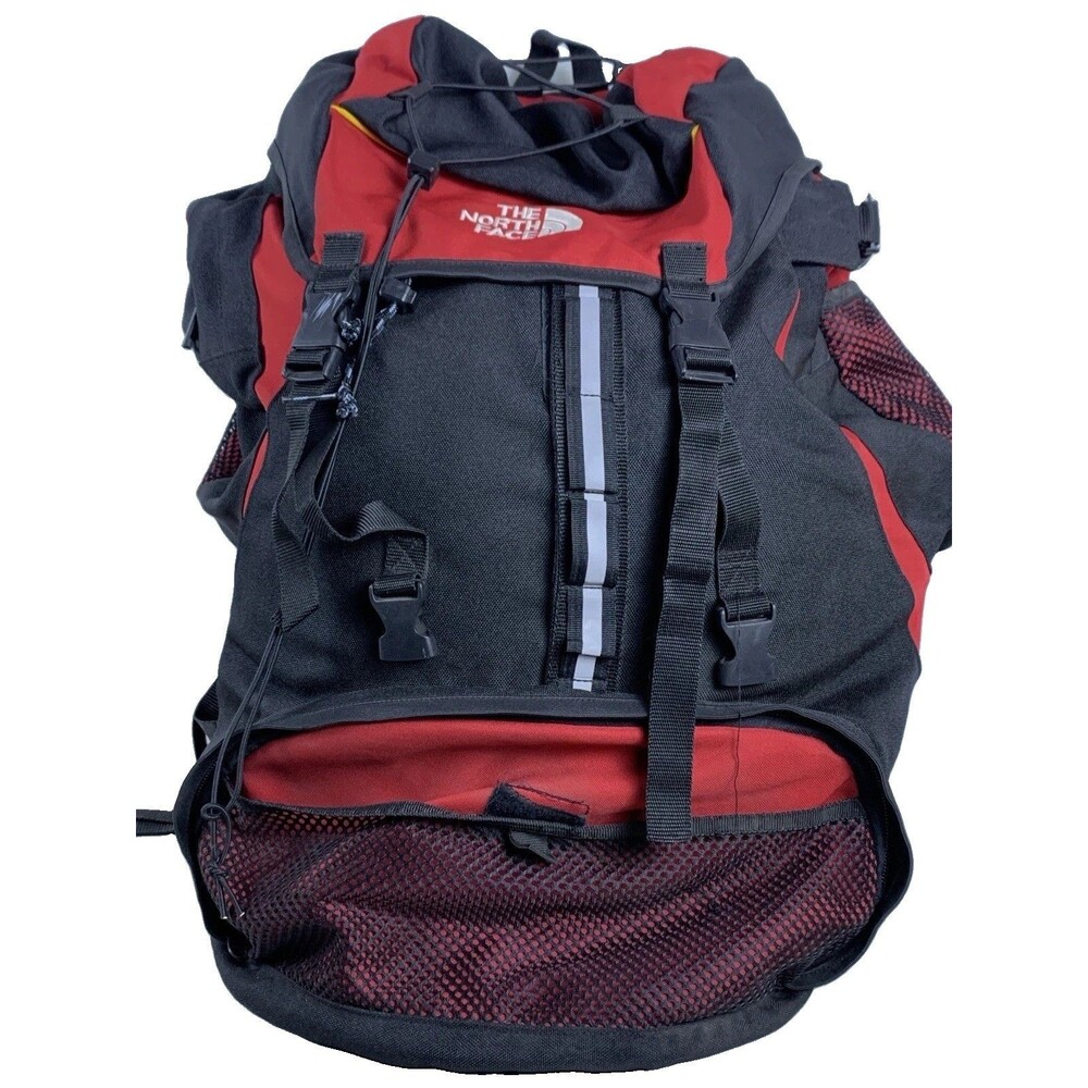 The North Face 65L Hiking Backpack Black/Red Adjustable Straps Travel Vacation